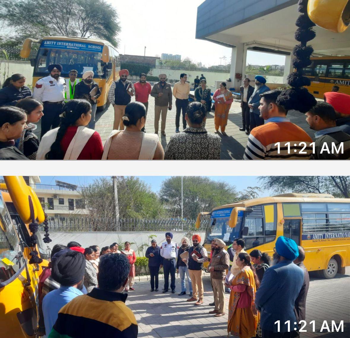 Members of School Vehicle Committee check District Safe School buses